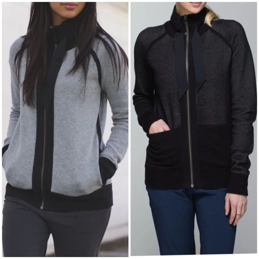 Lululemon Post Savasana REVERSIBLE Jacket in Black & Heathered Grey - Womens 10